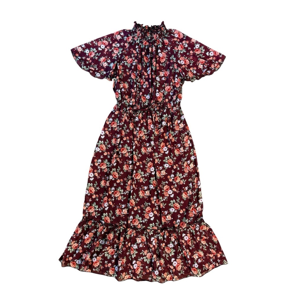 Stella & Julie Floral Midi Tea Dress Garden Party Romantic Cottagecore Women's 8